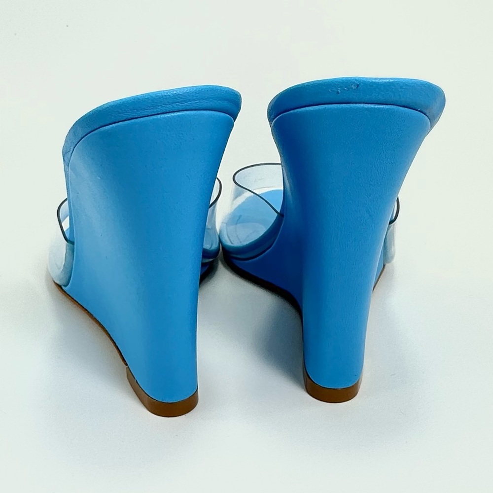 NWOT Schutz lucimara vinyl blue wedge sandal size 7.5 - Picture 11 of 11